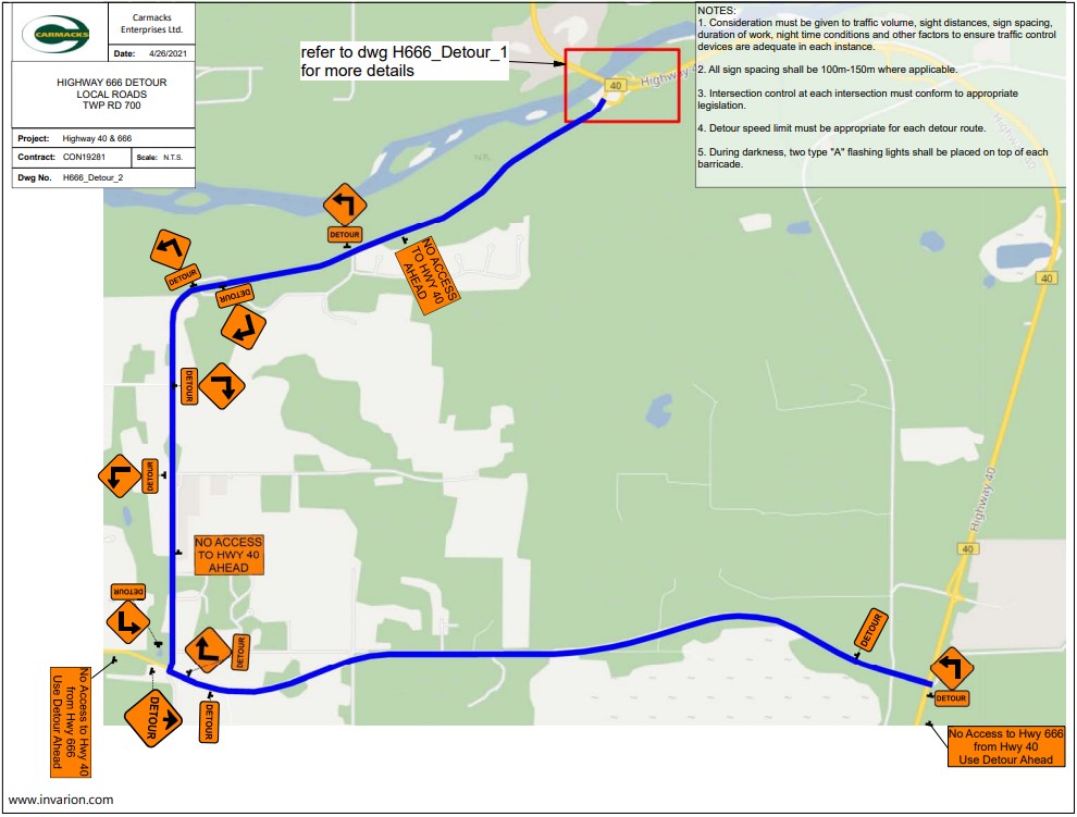 Detour begins Friday June 4 for Highway 40 and 666 construction